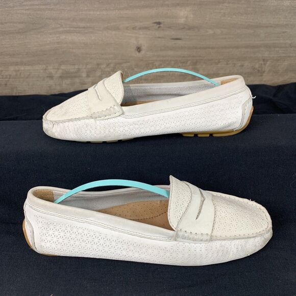 Ralph Lauren Camila Leather Penny Loafers Flat  Shoes Slip On - Ivory Size 8 B - Picture 1 of 10